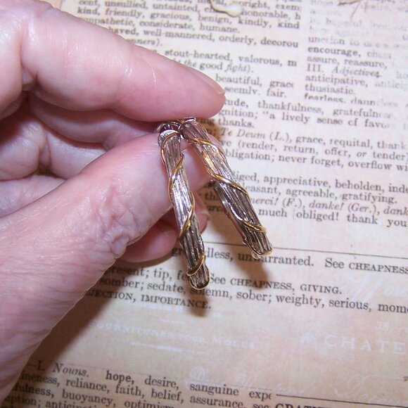 ARIVA Thaiand Sterling Silver 18K Yellow Gold Wrapped Hoop Earrings - Posts/Nuts - Picture 4 of 8